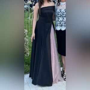 Sophisticated Black and Pink Prom Dress